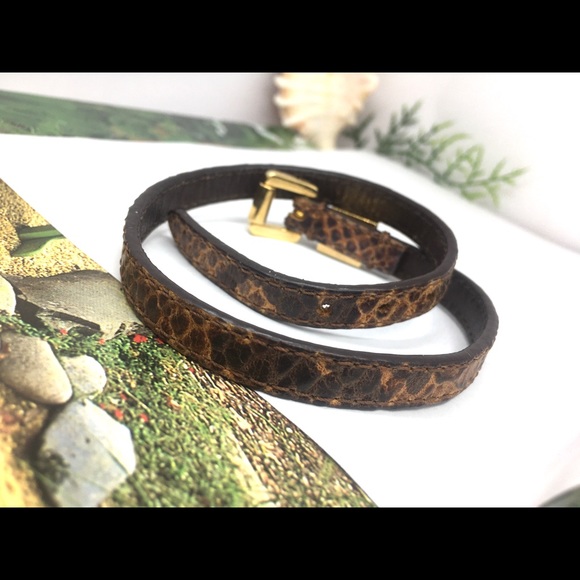 Michael Kors Brown Python Embossed Leather Wrap - Picture 5 of 6